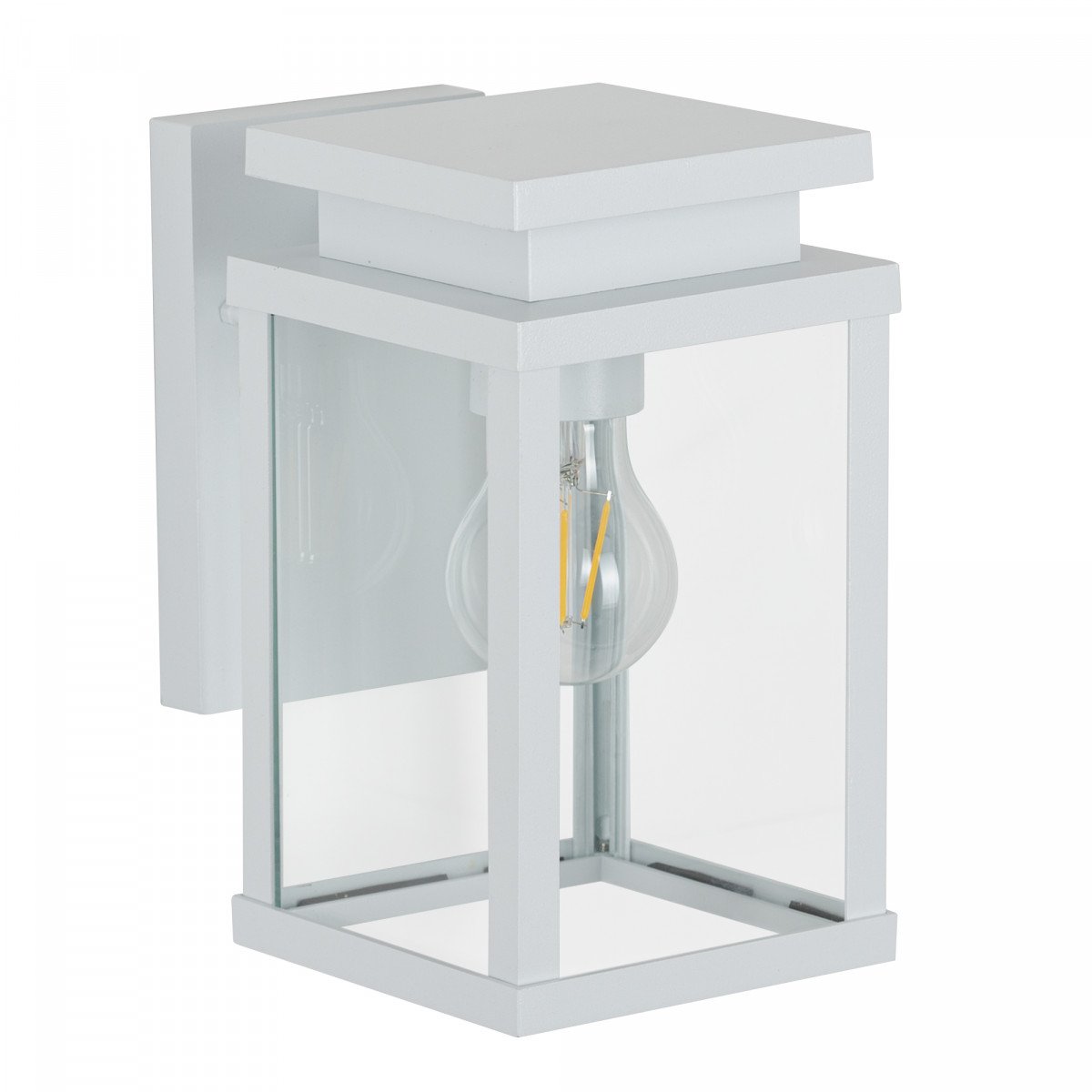 Buitenlamp wit frame met heldere beglazing E27 fitting, verlichting voor aan de wand buiten, merk KS Verlichting