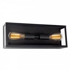 stijlvolle rechthoekige zwarte plafondlamp met helder glas twee lichtbronnen zijn zichtbaar, moderne KS verlichting voor buiten stijlvolle rechthoekige zwarte plafondlamp met helder glas twee lichtbronnen zijn zichtbaar, moderne KS verlichting voor buiten