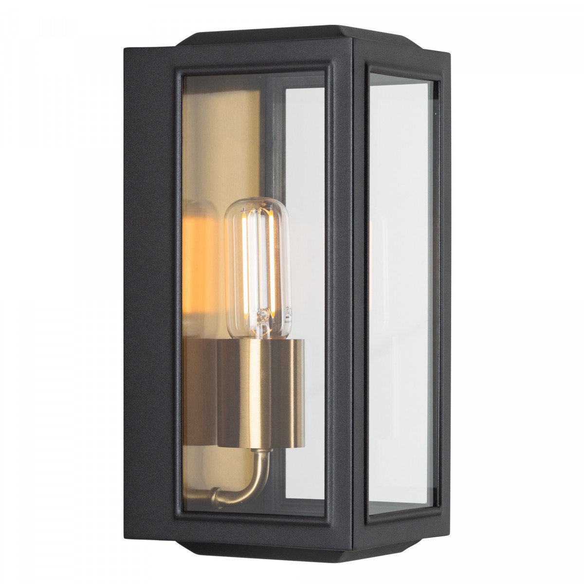 Zwart- en koperkleurige wandlamp voor buiten met robuuste vervaardiging buitenlamp Residence