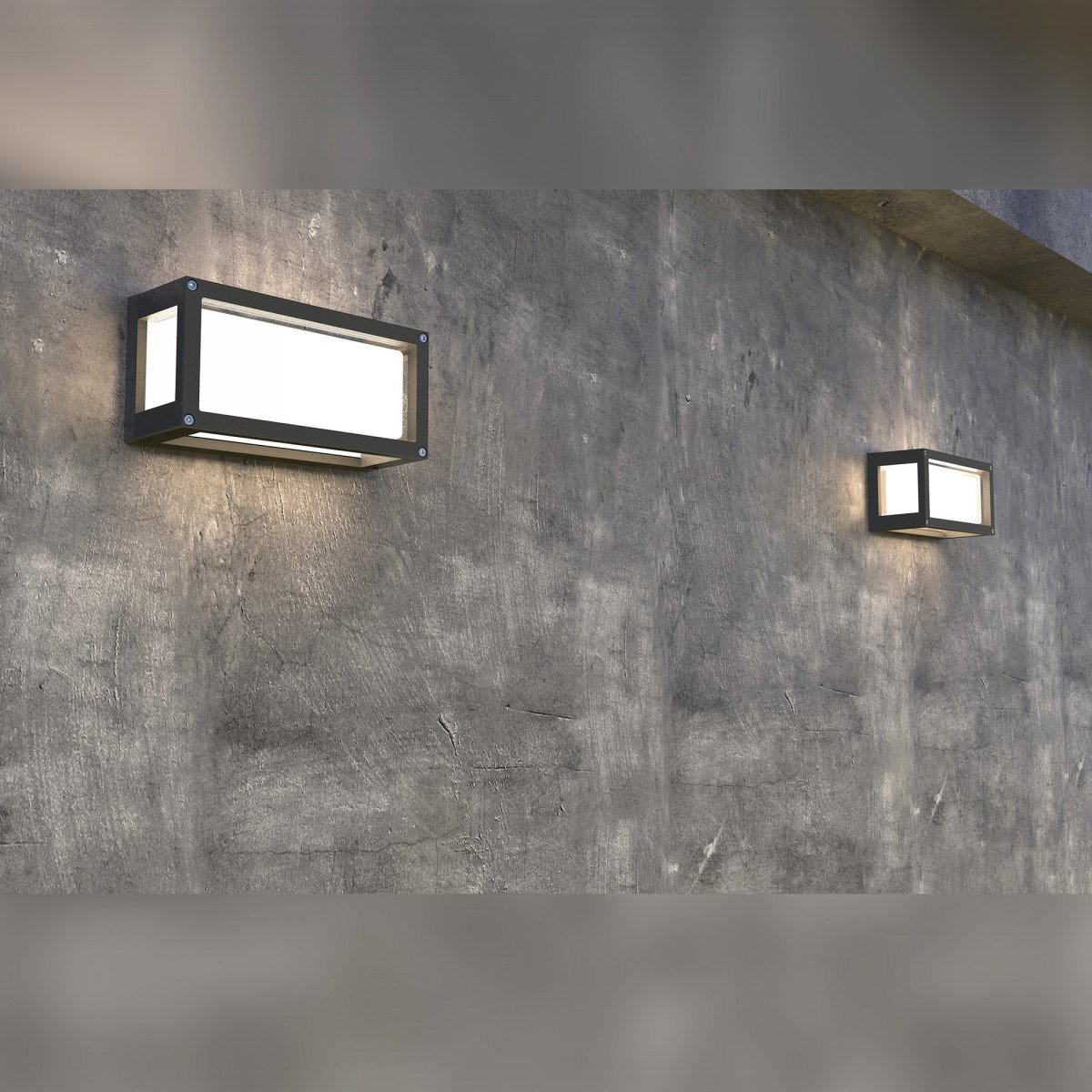 Brick muurlamp zwart aluminium, wandlamp met matte beglazing en E27 fitting voor diffuse LED-verlichting buiten.