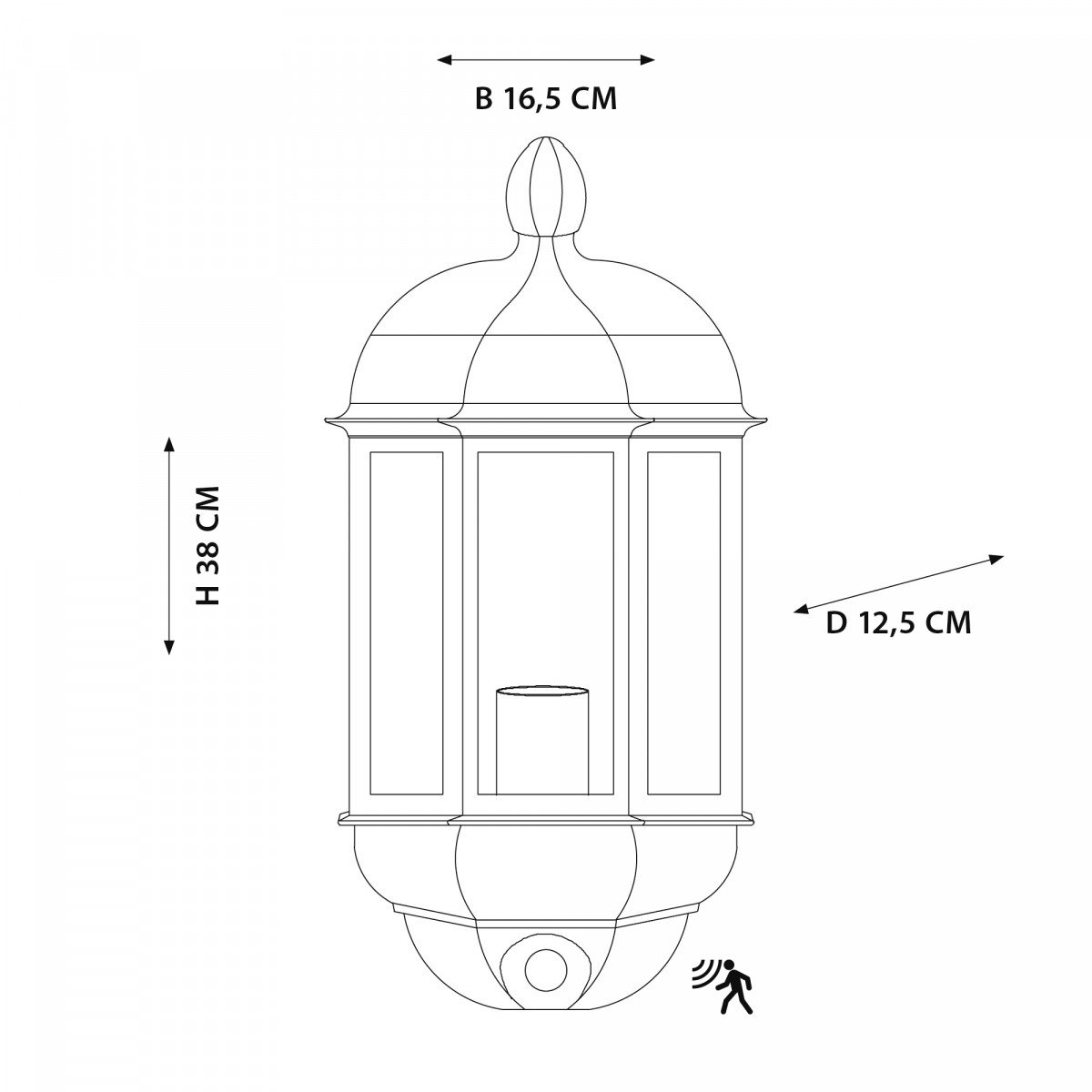 KS Verlichting buitenlamp met sensor gemaakt van aluminium in klassieke stijl.