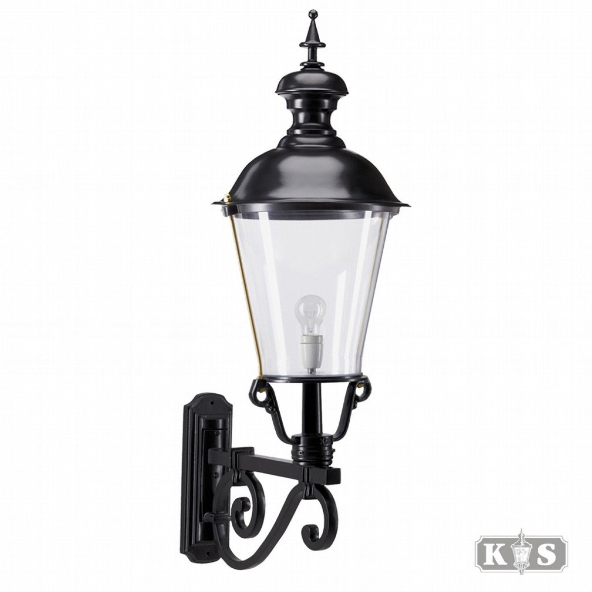 Buitenlamp Notaris, klassieke gevellantaarn in zijdeglans zwarte uitvoering
