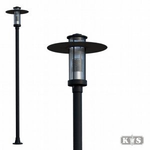 Straatlantaarn Parkline met ronde vormen strak design en in de kleur zwart Straatlantaarn Parkline met ronde vormen strak design en in de kleur zwart