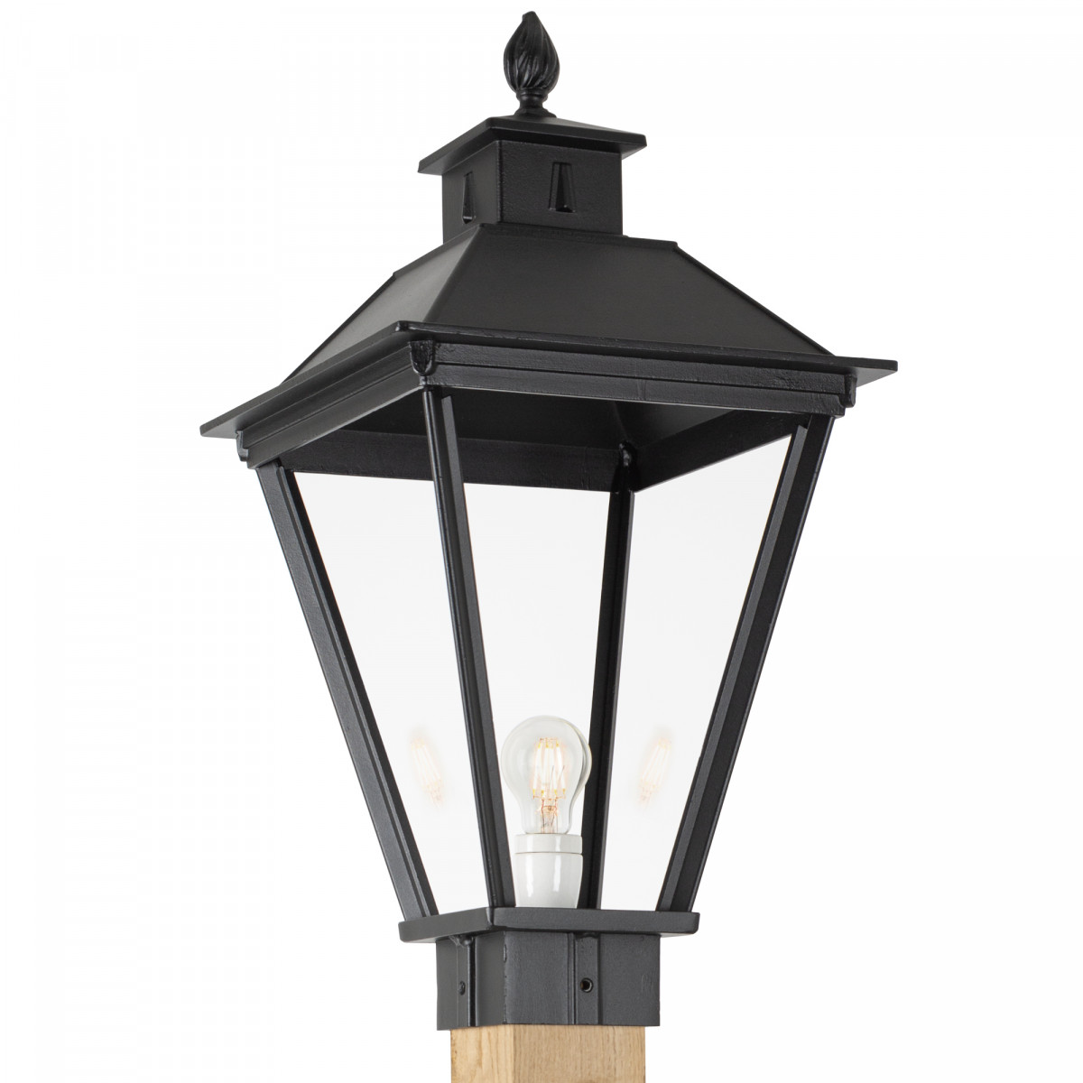 Klassieke buitenlamp Square XL WOOD Lantaarn tuinlamp vierkant in de kleur zwart