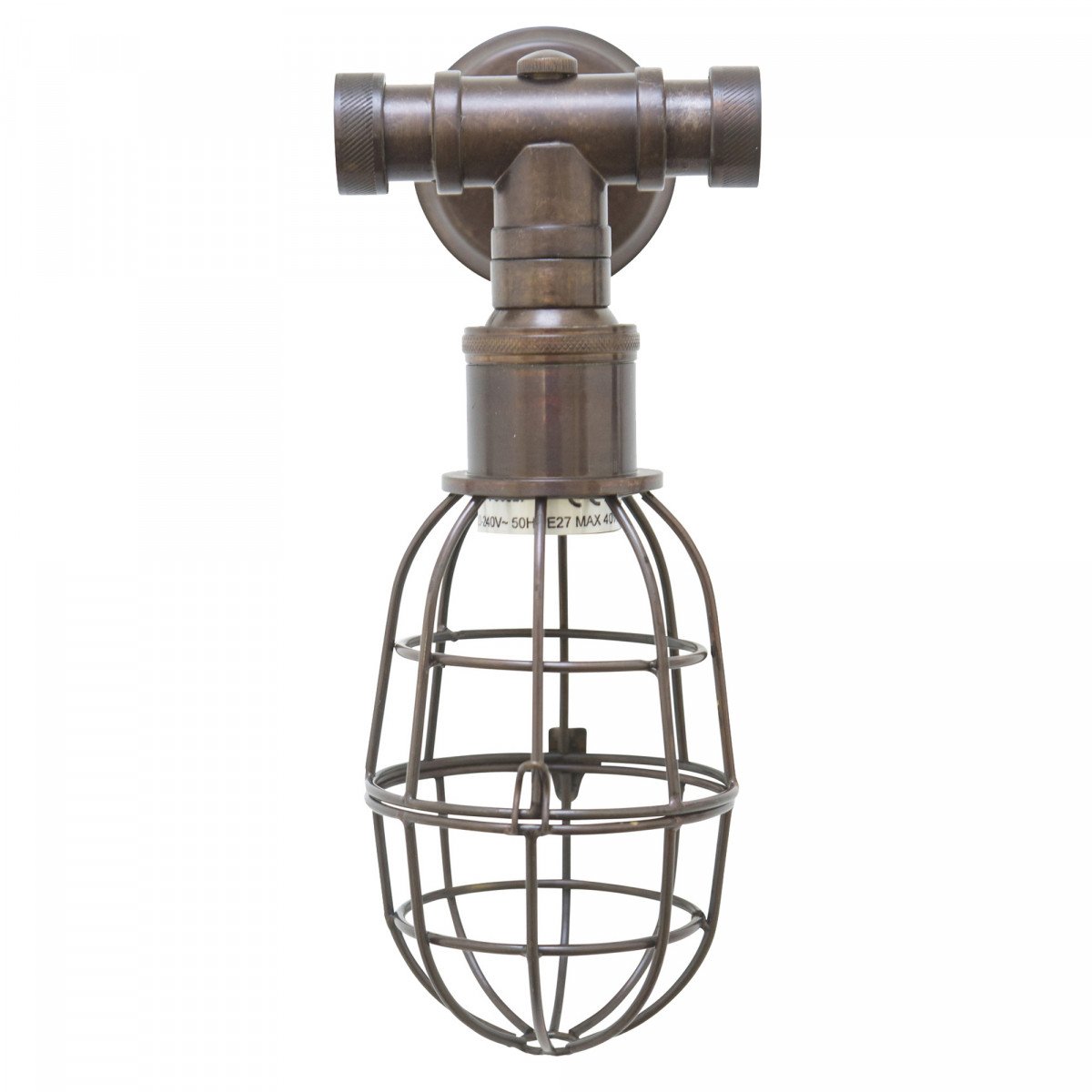 wandlamp industrieel - Sandford wandlamp old copper - stoere lampen - Nostalux