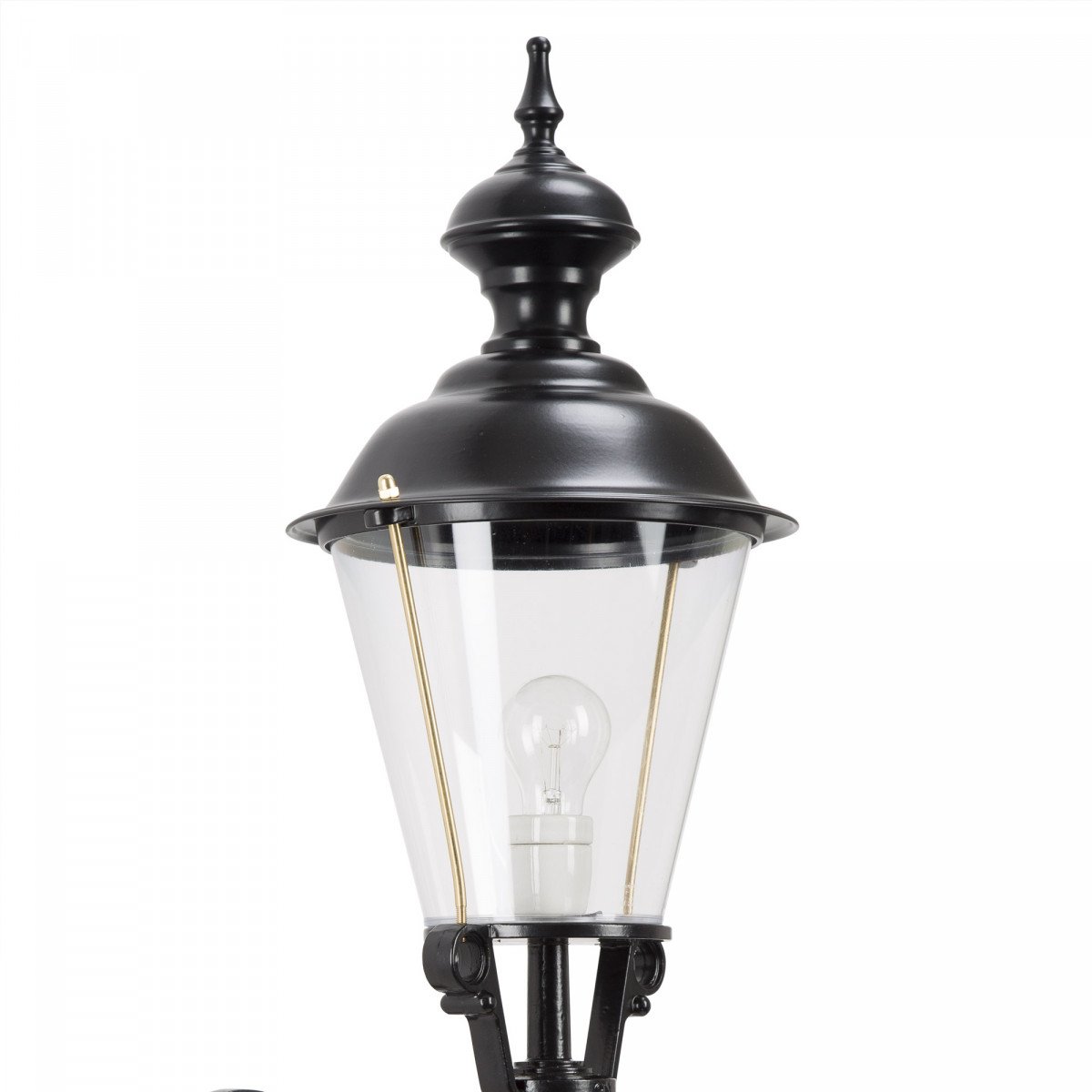 Klassieke muurlamp Soest L met zwarte deksel en rechte wandarm