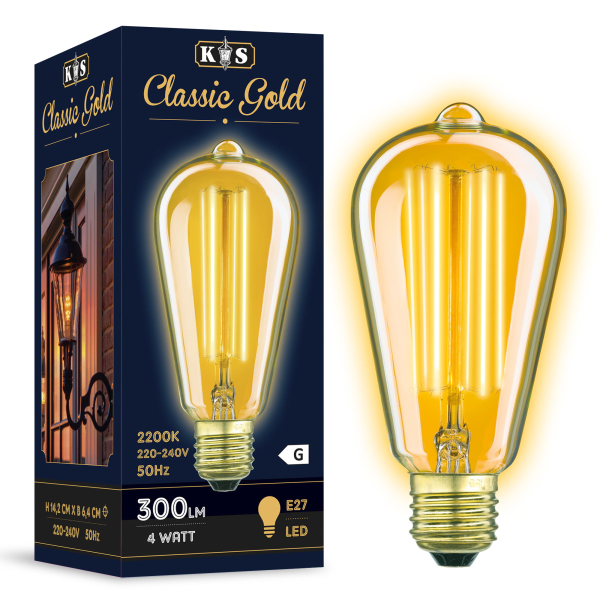 Classic Gold LED 4W Kooldraadlamp Edison