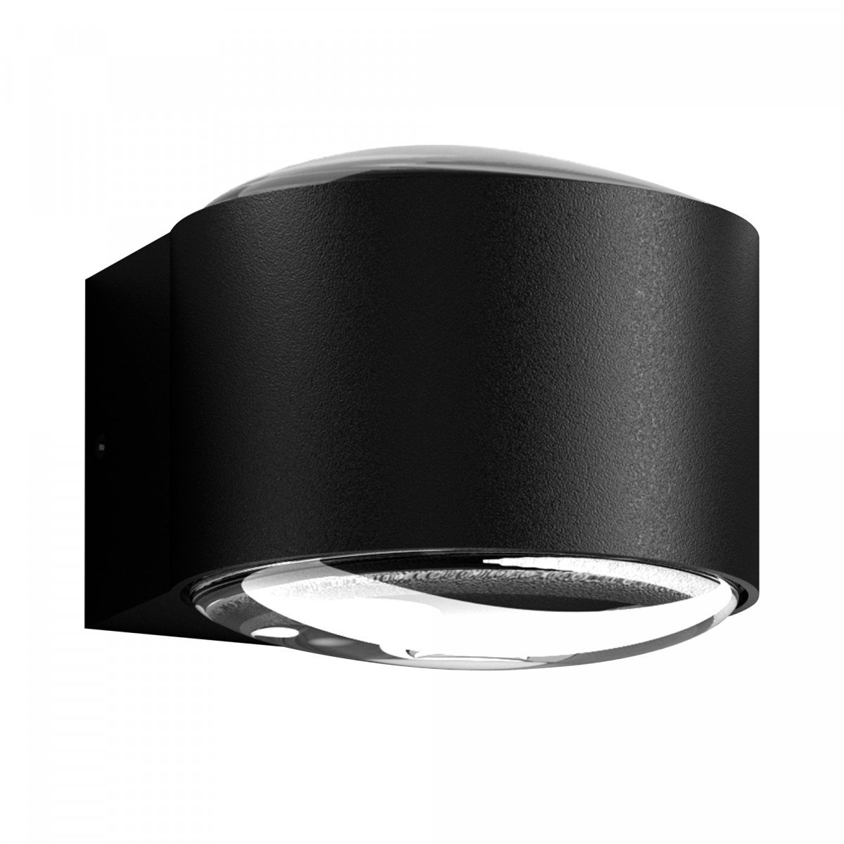 Icon wandlamp up & down zwart, ronde LED wandspot van aluminium met dubbele lichtbundel en IP65-classificatie.