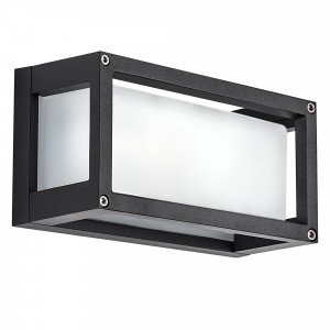 Brick muurlamp zwart aluminium, wandlamp met matte beglazing en E27 fitting voor diffuse LED-verlichting buiten. Brick muurlamp zwart aluminium, wandlamp met matte beglazing en E27 fitting voor diffuse LED-verlichting buiten.