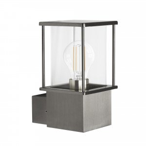 Muurlamp Astro RVS buitenlamp van KS Verlichting, kubus vormgeving, trendy zwarte buitenlamp met heldere beglazing