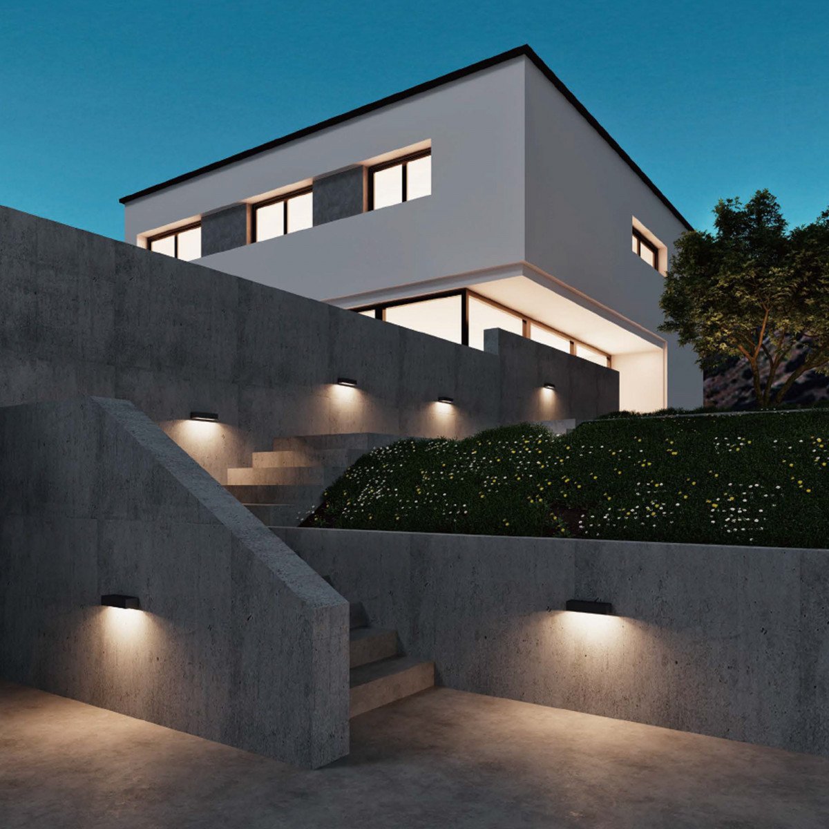 Muurspot score, LED gevelverlichting, downlighter, zwart Muurspot score, LED gevelverlichting, downlighter, zwart