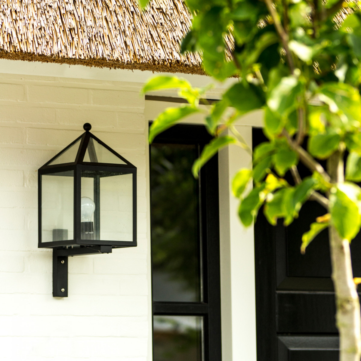 Buitenlamp huisjes model, zwart RVS frame, heldere beglazing, stijlvolle gevelverlichting,  KS kwaliteitsverlichting