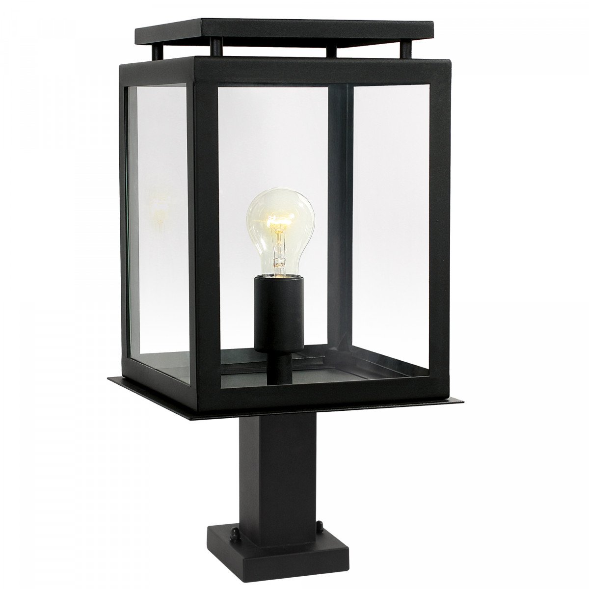 tuinlamp Vecht sokkel, strak klassieke tuinverlichting met heldere beglazing, stijlvolle klassieke buitenverlichting, tijdloos design, voor de moderne tuinen, terrasverlichting, buitenlamp voor het verlichten van een gemetselde kolom, pilaster, penant, po