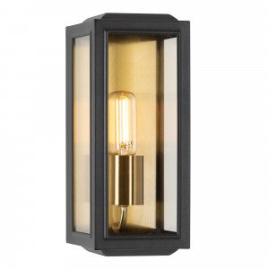 Zwart- en koperkleurige wandlamp voor buiten met robuuste vervaardiging buitenlamp Residence Zwart- en koperkleurige wandlamp voor buiten met robuuste vervaardiging buitenlamp Residence