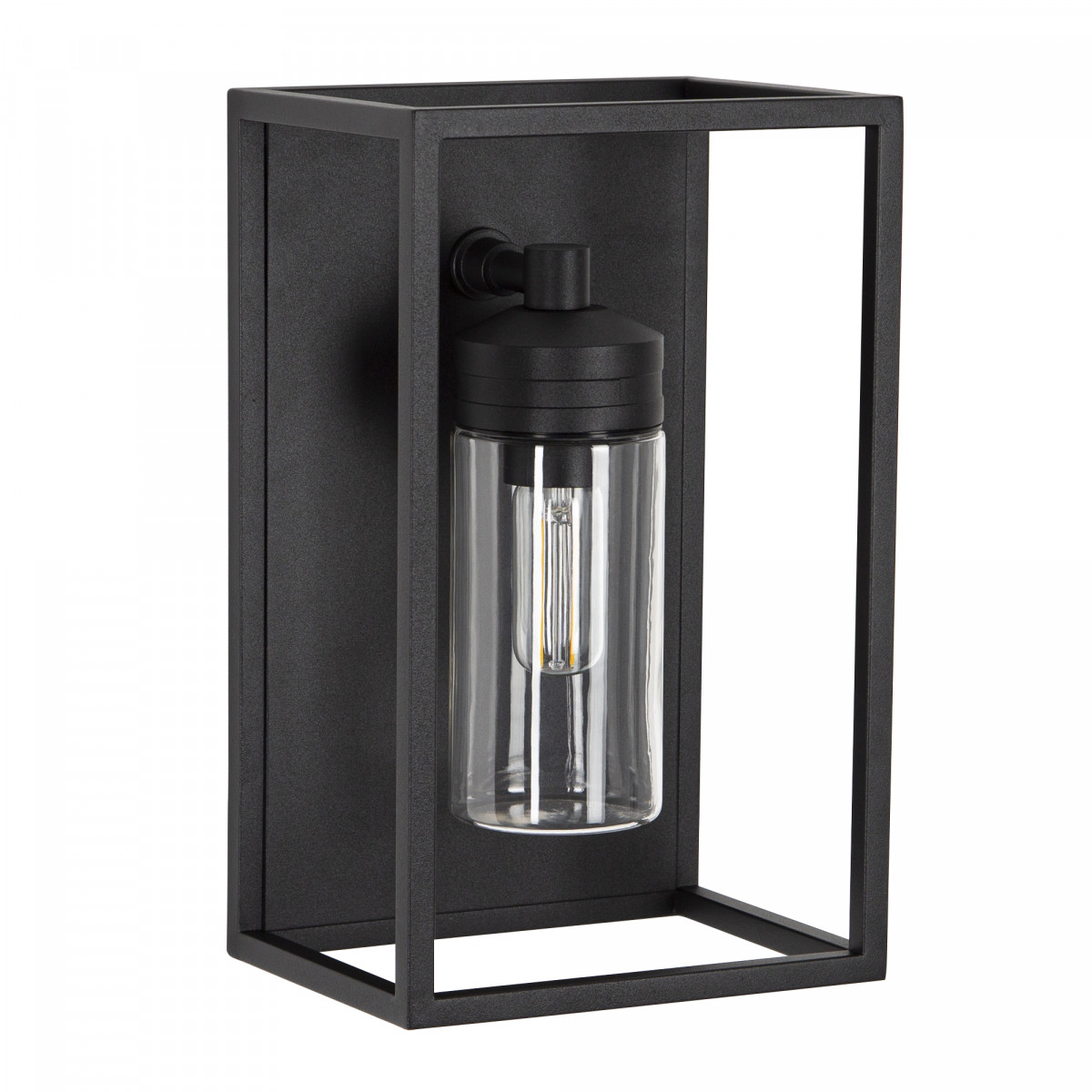 Buitenlamp Hudson zwart, trendy buitenverlichting, stijlvol design, materiaal RVS, zwarte coating, modern box design buitenverlichting van KS Verlichting