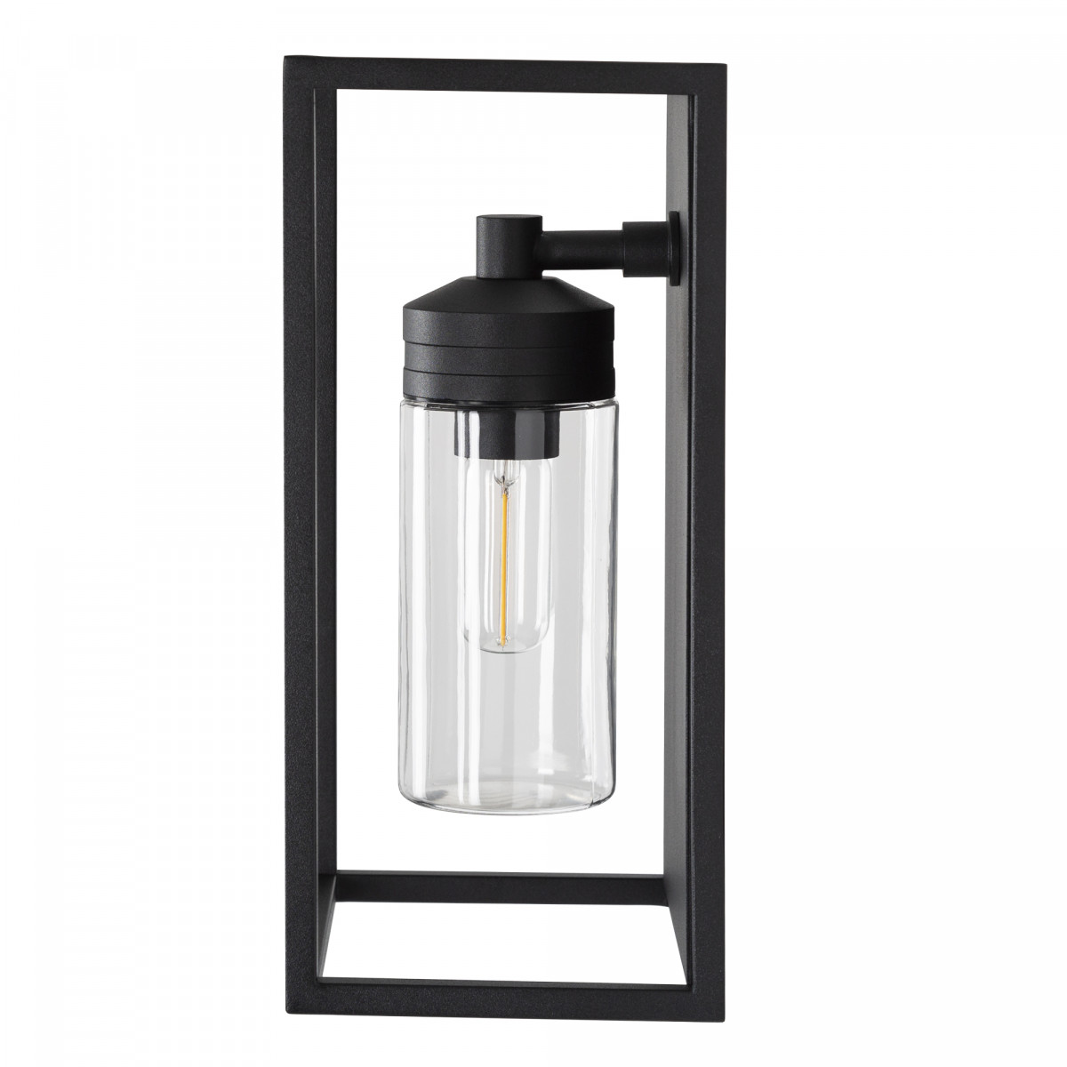 Buitenlamp Hudson zwart, trendy buitenverlichting, stijlvol design, materiaal RVS, zwarte coating, modern box design buitenverlichting van KS Verlichting