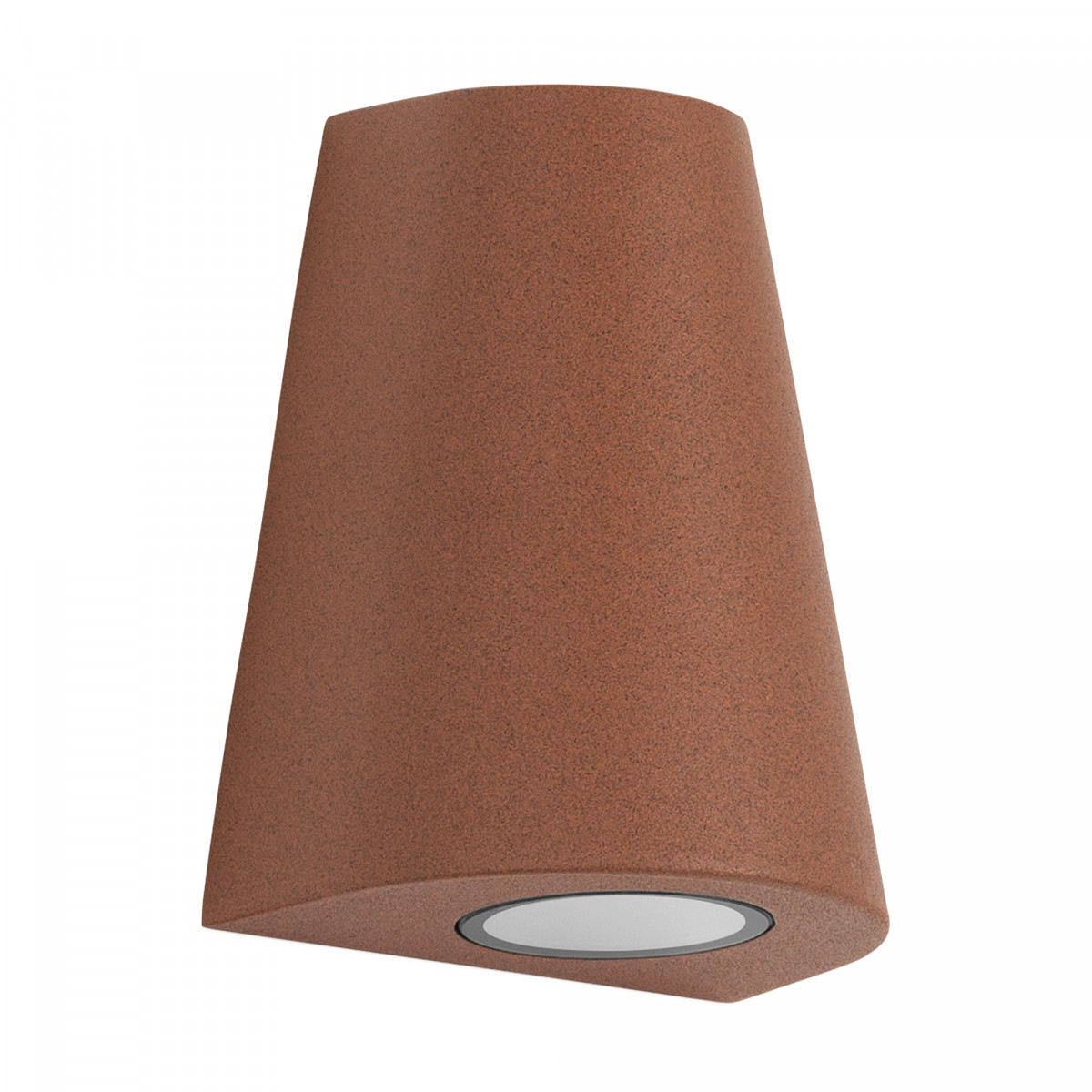 Cone wandlamp down roestkleurig, conisch aluminium armatuur met GU10 fitting en matte, warme coating.